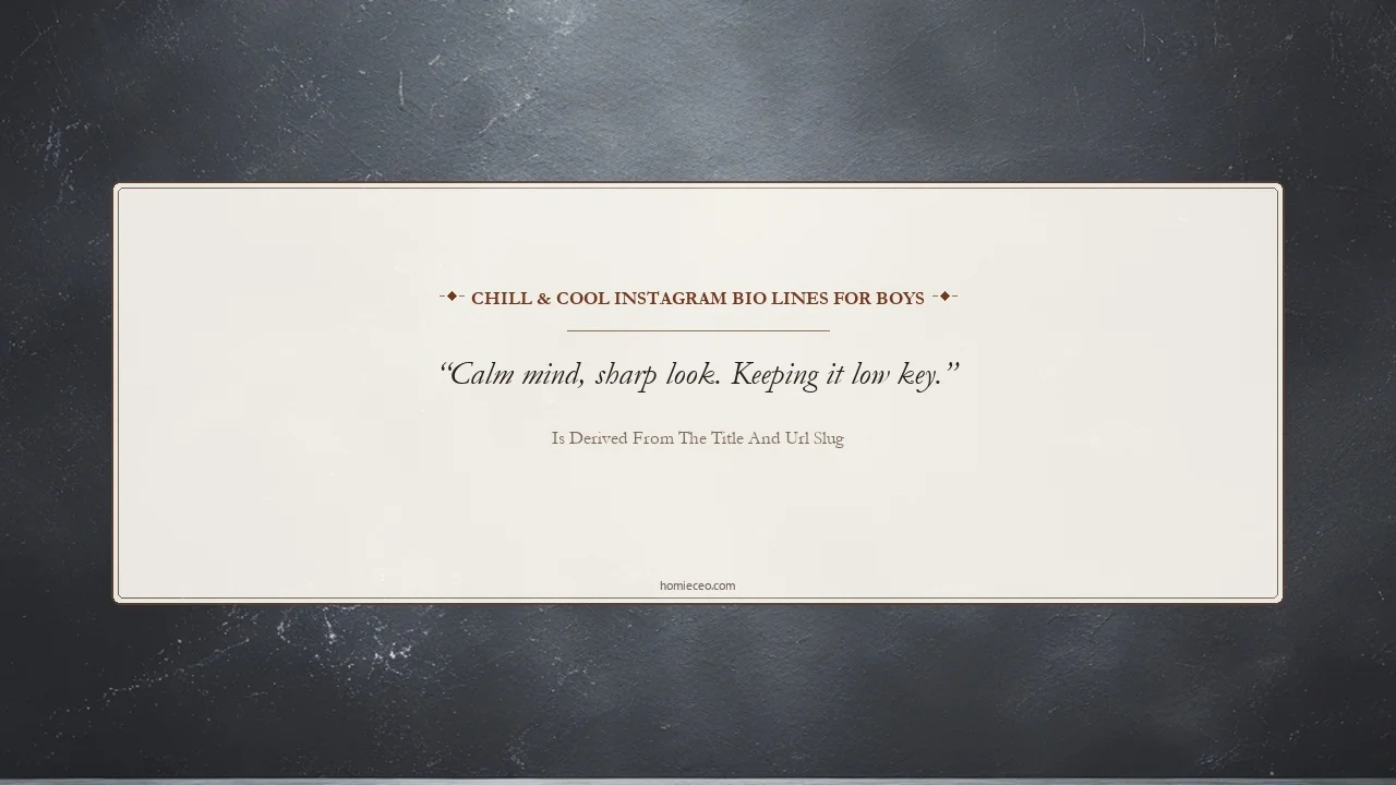 Chill & Cool Instagram Bio Lines for Boys - is derived from the title and URL slug