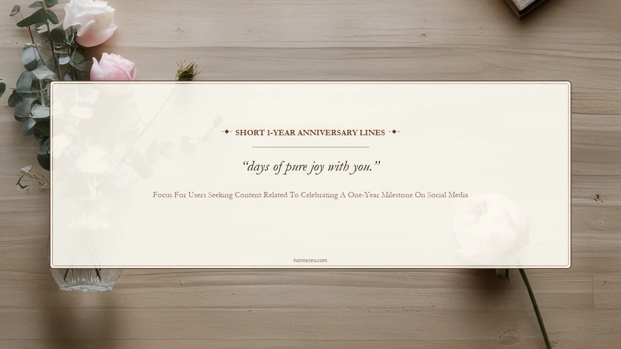 Short 1-Year Anniversary Lines - focus for users seeking content related to celebrating a one-year milestone on social media
