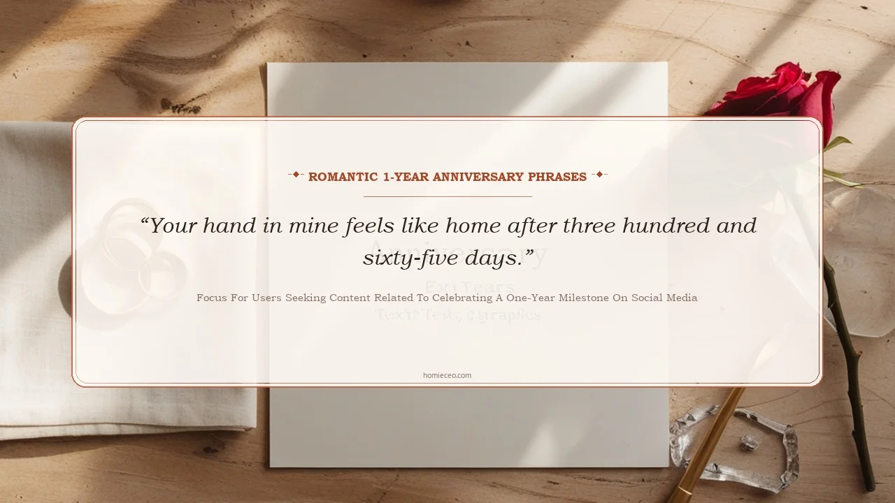 Romantic 1-Year Anniversary Phrases - focus for users seeking content related to celebrating a one-year milestone on social media
